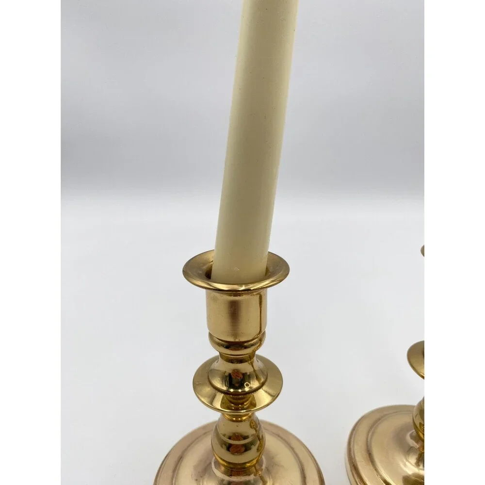 Baldwin Solid Brass Candlestick Holders Set of 2, Vintage, 4.75 Inch